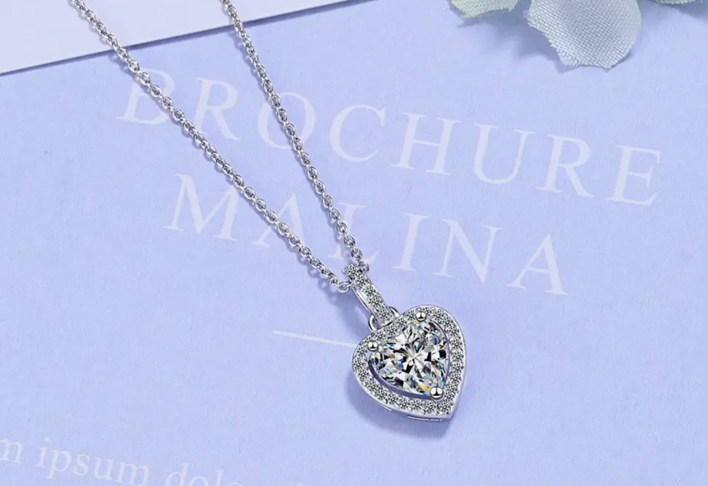 925 Sterling Silver Zircon Heart Pendant Necklaces For Women