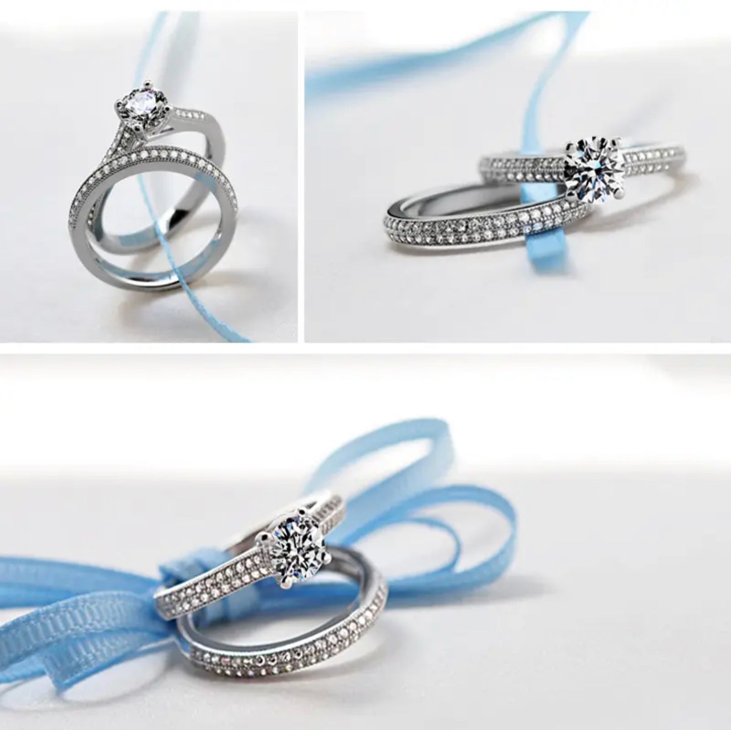 925 Sterling Silver Wedding Ring Set