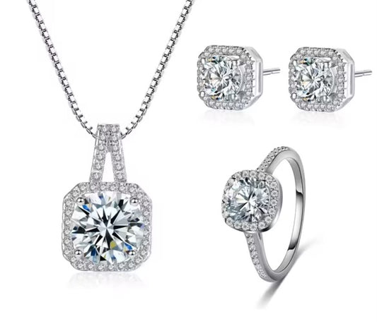 925 Sterling Silver Set With AAA Cubic Zircone Stone